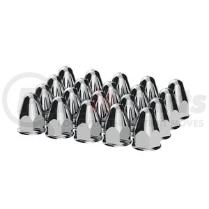 United Pacific 10045 Wheel Lug Nut Cover Set Wheel Lug Nut Cover Set - 1-1/2" x 2-3/4", Chrome, Plastic, Bullet, Push-On,