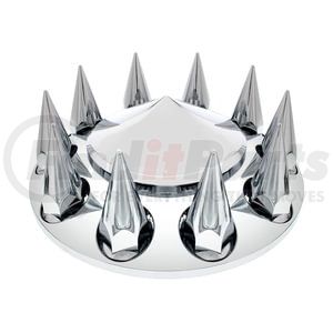 10241 by UNITED PACIFIC - Axle Hub Cover - Front, Chrome, Pointed, with 33mm Spike Thread-On Nut Cover