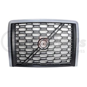 21823 by UNITED PACIFIC - Grille - ABS Plastic, with Satin Silver and Black Finish, for 2018-2024 Volvo VNL