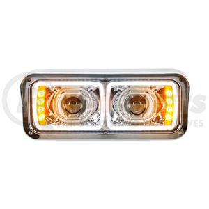 31155 by UNITED PACIFIC - High Power LED Chrome Projection Headlight with Turn Signal/Position Light Bar - Passenger Side