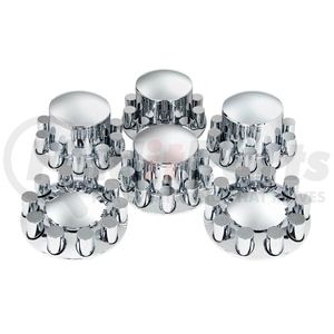 10317 by UNITED PACIFIC - Axle Hub Cover Kit - Chrome, Dome, with 33mm Thread-On Cylinder Nut Cover