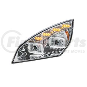 35725 by UNITED PACIFIC - 10 LED Chrome Projector Headlight with Sequential Turn / DRL for 2018-2024 Cascadia - Driver Side