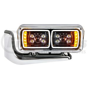 35777 by UNITED PACIFIC - 10 High Power LED Black Projection Headlight with Mounting Arm - Driver Side