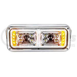 35823 by UNITED PACIFIC - 10 High Power LED Chrome Projection Headlight with Turn Signal/Position Light Bar - Driver Side