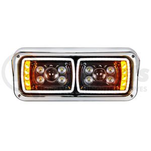 35825 by UNITED PACIFIC - 10 High Power LED Blackout Projection Headlight with Turn Signal/Position Light Bar - Driver Side