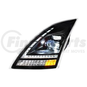 32938 by UNITED PACIFIC - Blackout Full LED Headlight with Switchable Sequential Turn Signal for 2018-2024 Volvo VNL - Driver Side