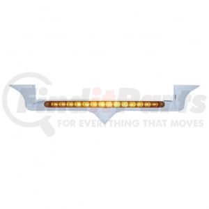 39878 by UNITED PACIFIC - Hood Emblem - Chrome, with 14 LED Light Bar, Amber LED/Amber Lens, for Kenworth