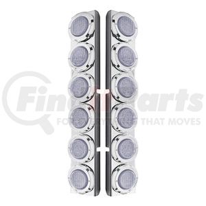 37344 by UNITED PACIFIC - Air Cleaner Light Box Panel - Stainless Steel, 12 Cutouts, 2" Lights, Red LED/Clear Lens, with Bezel