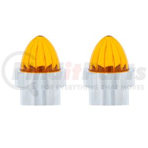 United Pacific 86069 Bumper Guide Bumper Guide - Watermelon Lens Bumper Guide Top with Chrome Base - Amber (2 Pack)