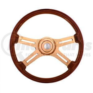 88119 by UNITED PACIFIC - Steering Wheel - 18", 4 Rose Gold Spokes, Wood Grain Grip