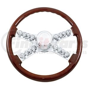 88129 by UNITED PACIFIC - 18" 3D Skull Steering Wheel with Hub and Horn Button Kit, 4-Spoke, for 1998-05 Peterbilt 2001-02 Kenworth