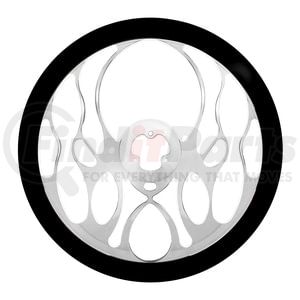 88151 by UNITED PACIFIC - Steering Wheel - 18" Chrome, Aluminum, "Blaze" Style, with Black Leather Rim