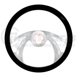 88159 by UNITED PACIFIC - Steering Wheel - 18" Chrome Aluminum "Scorpion" Style, with Black Leather Rim