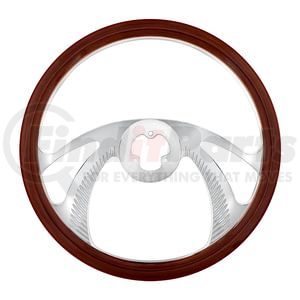 88168 by UNITED PACIFIC - Steering Wheel - 18" Chrome Aluminum "Scorpion" Style, with Wood Rim