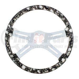 88234 by UNITED PACIFIC - Steering Wheel - Skull, with Hydro-Dip Wood Finish