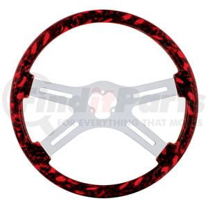 88236 by UNITED PACIFIC - Steering Wheel - Skull, with Hydro-Dip Wood Finish, Red