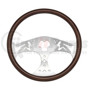 88312 by UNITED PACIFIC - Steering Wheel - 18", Lady, with Chrome Horn Bezel and Horn Button, Woodgrain