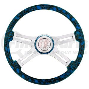 88318 by UNITED PACIFIC - Steering Wheel - 18" 4 Spoke Skull, with Matching Skull Horn Bezel, Blue