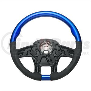 88346 by UNITED PACIFIC - Steering Wheel - 18 " dia., Indigo Blue, Leather and Wood, fits 2012-2021 Peterbilt 579