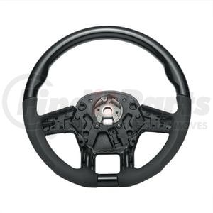 88345 by UNITED PACIFIC - Steering Wheel - 18 " dia., Glossy Black, Leather and Wood, fits 2012-2021 Peterbilt 579