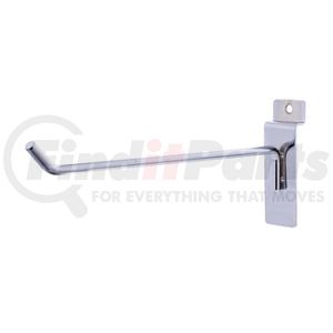 99173 by UNITED PACIFIC - Pegboard Hook - Slatwall, 8 in., Chrome, Steel, For Use on Slatwall Panels, 20 lbs. Max Load