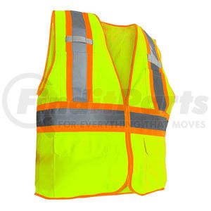 99219L by UNITED PACIFIC - Safety Vest - Yellow, Large, High Visibility, with Pocket and Zipper