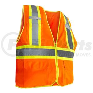 99220XL by UNITED PACIFIC - High Visibility Safety Vest - Orange, with Reflective Strips and Pocket, Extra Large (XL)