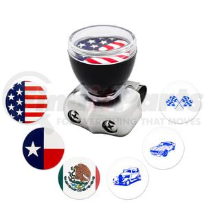 United Pacific 70109 Steering Wheel Knob Steering Wheel Spinner - Black, with Clear Removable Top