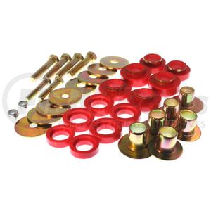 34142R by ENERGY SUSPENSION - Body Mount Set; Red; Performance Polyurethane; Complete Body/Subframe Mount;