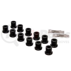 82101G by ENERGY SUSPENSION - Leaf Spring Bushing Set; Black; Rear; Incl. Frame Shackle Set; Performance Polyurethane;