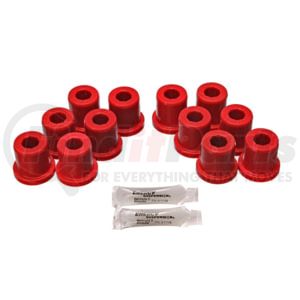 8.2106R by ENERGY SUSPENSION - Leaf Spring Bushing Set; Red; Front/Rear; Incl. Complete Shackle Set; Performance Polyurethane;