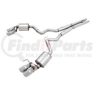 3015-42102 by AWE - AWE Touring Edition Cat-back Exhaust for the 2018+ Mustang GT - Quad Chrome Silver Tips