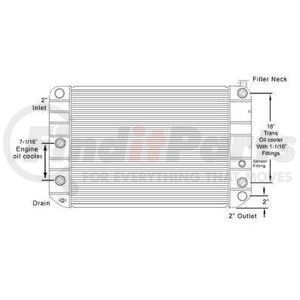 HDC010287 by GMC - Design Style	Copper / BrassHeight	31 1/2Width	23 1/4Depth	1 3/8Inlet	2 inch connectionOutlet	2 inch connectionEngine Oil Cooler	10 Inch Oil CoolerTrans Oil Cooler	18 Inch Oil CoolerMake	Chevrolet, GMCModel	Kodiak, TopkickStart Year	199