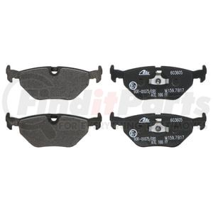 603605 by ATE BRAKE PRODUCTS - ATE Original Semi-Metallic Rear Disc Brake Pad Set 603605 for BMW, Saab