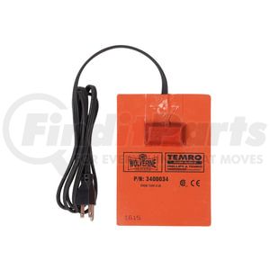 3400034 by PHILLIPS & TEMRO - Battery Heater with 6' Cord-Adhesive Silicone Pad, 120V, 500 Watts, 4.2 Amp, (A-Nema 5-15), 170-200°F (77-93°C)