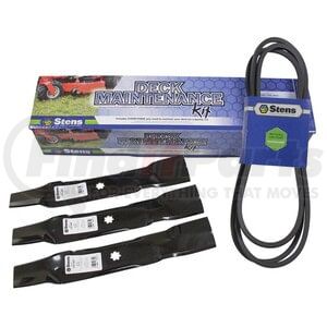 Stens 785-712 Tractor Mower Mower Deck Maintenance Kit, with Belts and Hi-Lift Blades, For John Deere Mowers