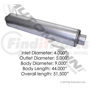 562.U64509 by AUTOMANN - Exhaust Muffler, 4" Inlet / 5" Outlet 9" Body Diameter (Standard)