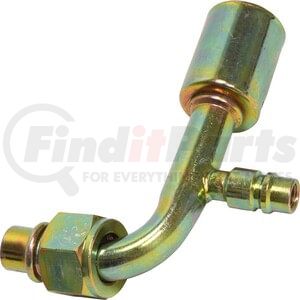 FT1323-3SBC by UNIVERSAL AIR CONDITIONER (UAC) - A/C Refrigerant Hose Fitting -- Steel 90º Female Oring Beadlock Ftg. w/ Svc Port