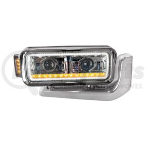 United Pacific 35912 Headlight Assembly High Power LED Chrome Projection Headlight Assembly w/ Mounting Arm, RH