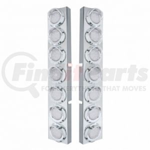 33625 by UNITED PACIFIC - SS Front Air Cleaner Bracket w/ 14X 9 LED 2" Lights & Visors Bezel, Amber