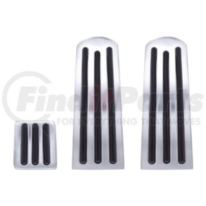 United Pacific 70258 Accelerator / Brake / Clutch Pedal Set Chrome Pedal Set With Black Insert for Peterbilt