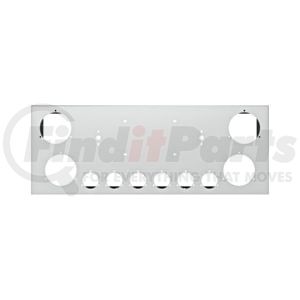 21493 by UNITED PACIFIC - 33-3/4" SS Rear Center Light Panel With Four 4" & Six 2" Light Cutouts