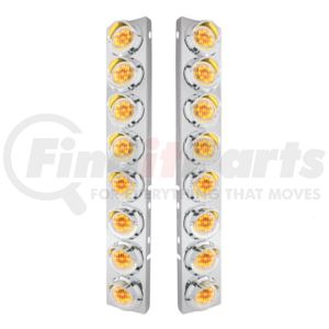 33601 by UNITED PACIFIC - SS Front Air Cleaner Bracket w/ 16X 9 LED 2" Lights and Visors, Amber / Clear