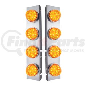 31974 by UNITED PACIFIC - SS Front Air Cleaner Bracket w/ 8X 17 LED Watermelon Lights and SS Bezels, Amber