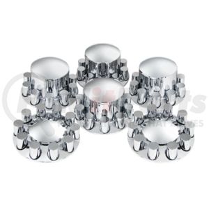 10317 by UNITED PACIFIC - Dome Axle Cover Combo Kit With 33mm Cylinder Thread-On Nut Covers, Chrome
