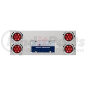 35082 by UNITED PACIFIC - 33-3/4" Stainless Rear Center Panel w/ 4 7 LED 4" Light and Bezel, All Red