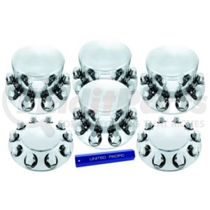 10305 by UNITED PACIFIC - Chrome Dome Axle Cover Combo Kit With 33mm Standard Thread-On Nut Covers