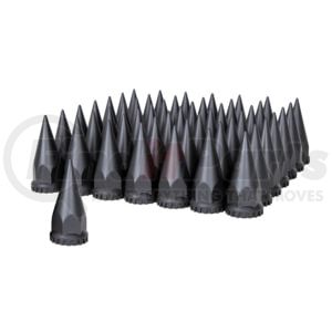 10548CB by UNITED PACIFIC - 33mm x 4-3/4" Matte Black Spike Nut Covers With Flange- Thread-On (60-Pack)