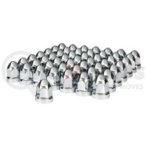 10049CB by UNITED PACIFIC - 33mm x 2-3/4" Chrome Plastic Bullet Nut Covers With Flange- Push-On (60-Pack)