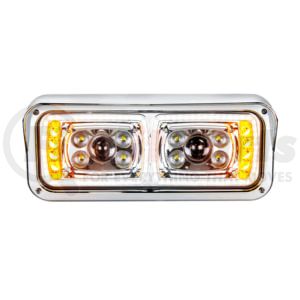 United Pacific 35823 Headlight Assembly Driver Side 10 High Power LED Chrome Projection Headlight w/ LED Turn Signal